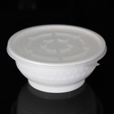 eco friendly 1000ml PP disposable white plastic takeaway noodle bowl with lid