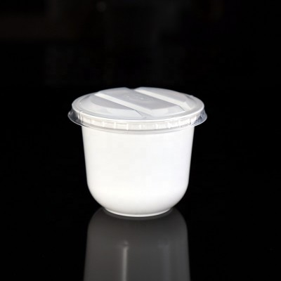 custom PP white disposable plastic food dessert cup with lid