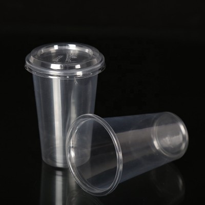 9oz PET material disposable clear plastic cold drink cups with lids